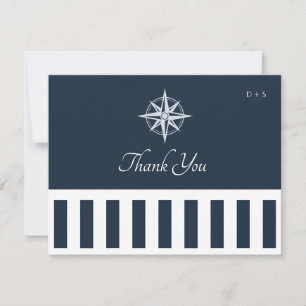 Navy Nautical Monogram Elegant bröllop Rand Tack Kort