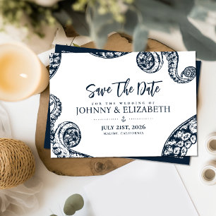Navy Nautical Octopus Bröllop spara datum Card Datumet