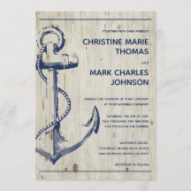 Navy Nautical Sketch Anchor Rustic Bröllop