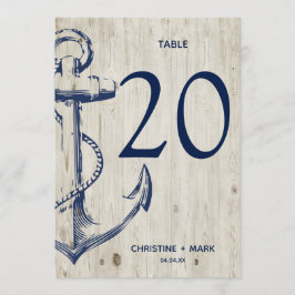 Navy Nautical Sketch Anchor Rustic Wood Inbjudningar