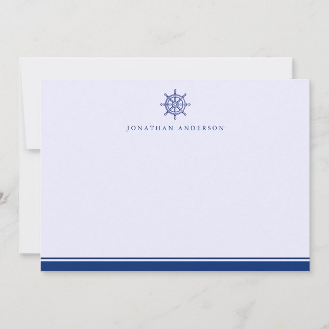 Navy Nautical Thabel Helm Note Card Anteckningskort (Framsida)