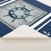 Navy Nautical ThMeerSherpa Sherpa Blanket
