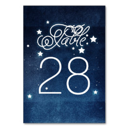 Navy Night Stars Bröllop Bordsnummer