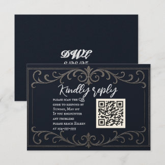 Navy Nuptial QR-kodkort, Bröllop OSA Kort