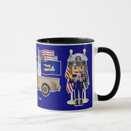 Navy Nutcracker med lilla militära Lastbil Mugg