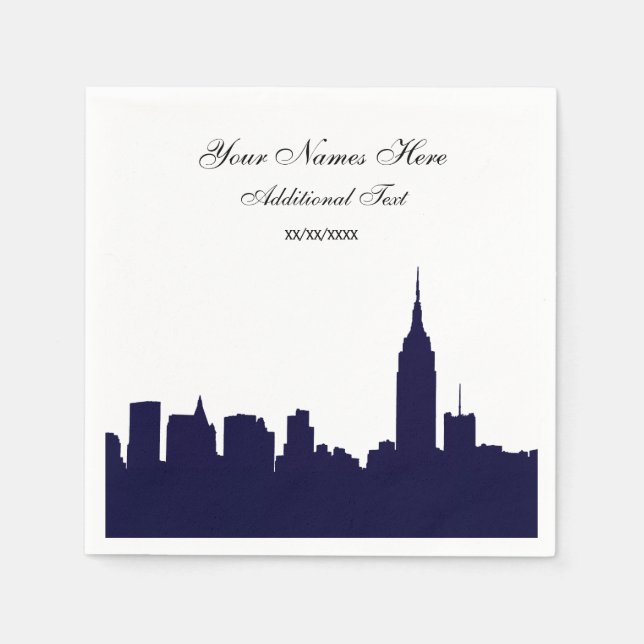 Navy NYC Skyline Silhouette, ESB Pappersservett (Framsidan)