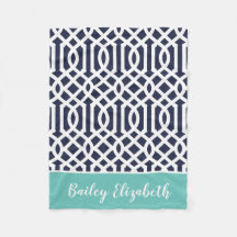 Navy och Aqua Trellis Monogram