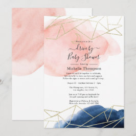 Navy och Blush Geometrisk Drive By Dusch Inbjudningar
