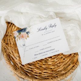 Navy och blush rosa blomster måltidsval RSVP-kort OSA Kort
