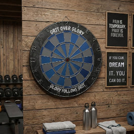 Navy och Charcoal Grit Over Glory Motivational Darttavla