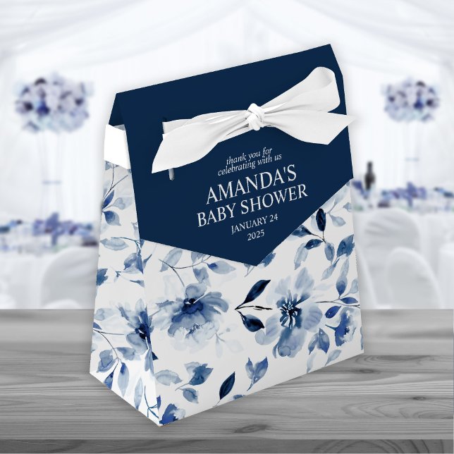 Navy och dammig blå blommig  presentaskar (Skapare uppladdad)