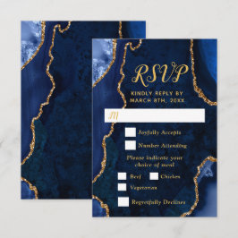 Navy och Gold Agate Middagsval RSVP OSA Kort