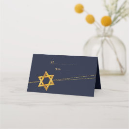 Navy och Golden Star of David Place Card Placeringskort