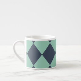 Navy och grön diamantmönster espressomugg