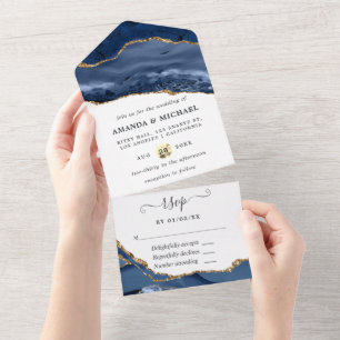Navy och guld Agate
