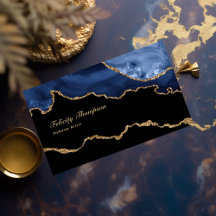 Navy och guld Agate Ädelsten QR-kod