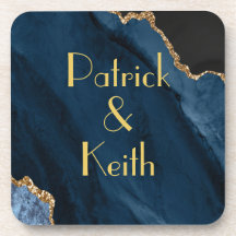 NAVY OCH GULD AGATE Beverage Coaster
