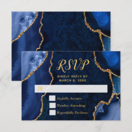 Navy och guld Agate Marmor RSVP OSA Kort