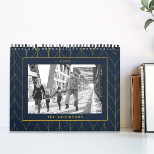 Navy och guld Art Deco 2025 Foto Kalender