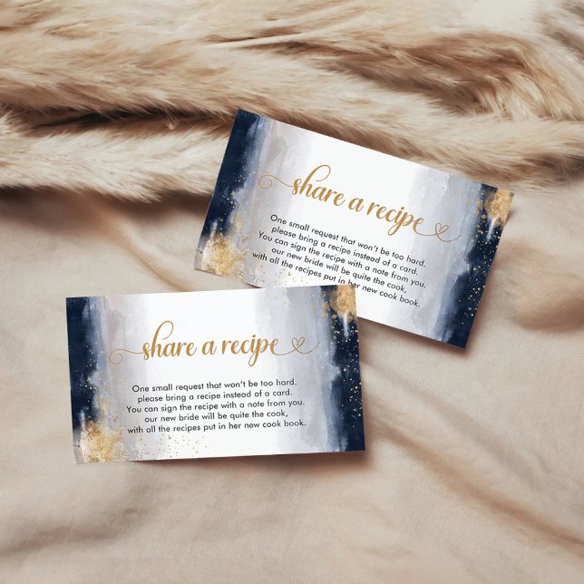 Navy och Guld Bröllopsdusch Recept Förfrågan Kort (Skapare uppladdad)