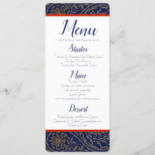 Navy och Guld Menu Inbjudningar
