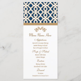 Navy och Guld Moroccan Menu Meny