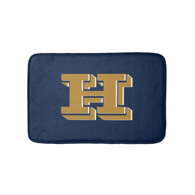 Navy och guld Skolstolthet Färg Stil Monogram Badrumsmatta (Framsidan)