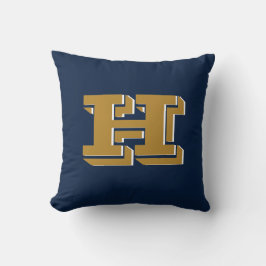 Navy och guld Skolstolthet Färg Stil Monogram Kudde