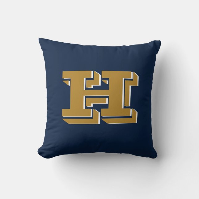 Navy och guld Skolstolthet Färg Stil Monogram Kudde (Framsida)