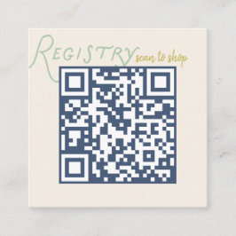 Navy och Mint Doodle Baby-presentregister QR-kod Tilläggskort
