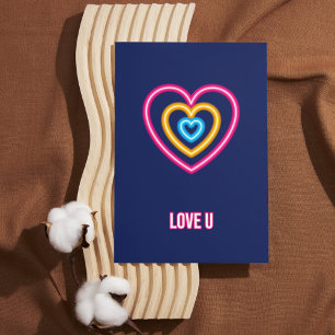 Navy- och Neon Valentines day-kort Julkort