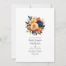 Navy och Orange Blommig Bröllop