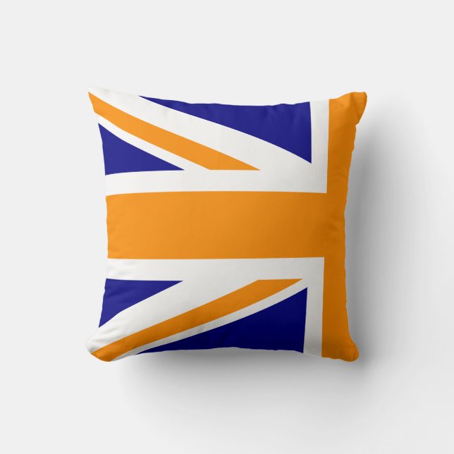 Navy och Orange Union Jack Halva Kudde (Framsida)