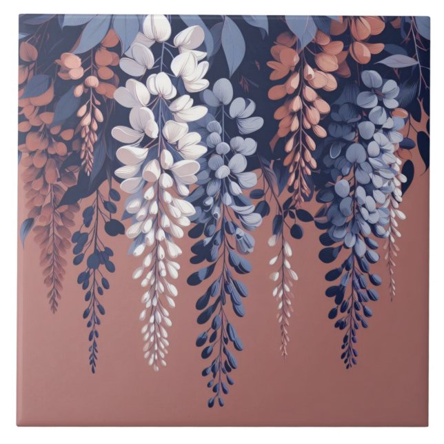 Navy och Ro Wisteria Elegance Kakelplatta (Framsidan)