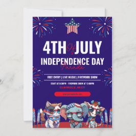 Navy och röd modern 4:e juli självständighetsdag  inbjudningar