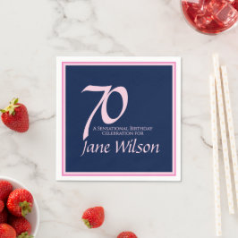 Navy och rosa 70-årsfirande kollektion servetter
