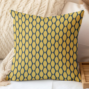 Navy och senap Retro geometriskt mönster Kudde