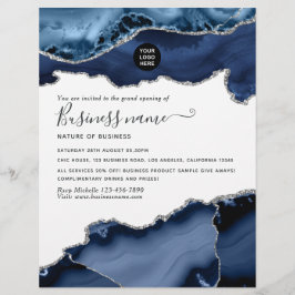 Navy och Silver Agate Ädelsten Grand Opening Reklamblad