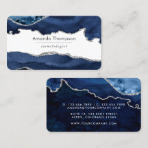 Navy och Silver Agate Ädelsten