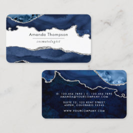 Navy och Silver Agate Ädelsten Visitkort