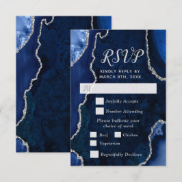 Navy och Silver Agate Middagsval RSVP OSA Kort