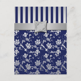 Navy och Silver Blommig Vin RSVP-kort Inbjudningar