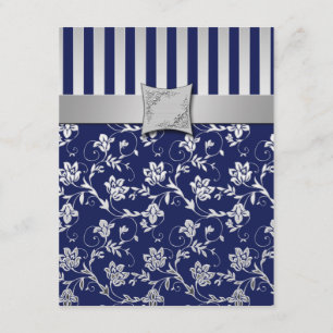 Navy och Silver Blommig Vin RSVP-kort Inbjudningar