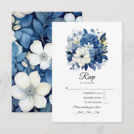 Navy och vit blombröllop OSA kort