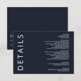 Navy och vit elegant modern minimalistisk bröllops tilläggskort