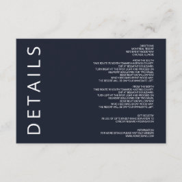 Navy och vit elegant modern minimalistisk bröllops tilläggskort