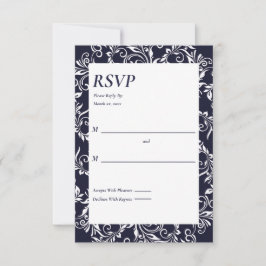 Navy och Vit Elegant RSVP-kort OSA Kort
