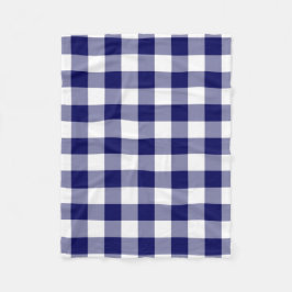 Navy och White Gingham Mönster Fleecefilt