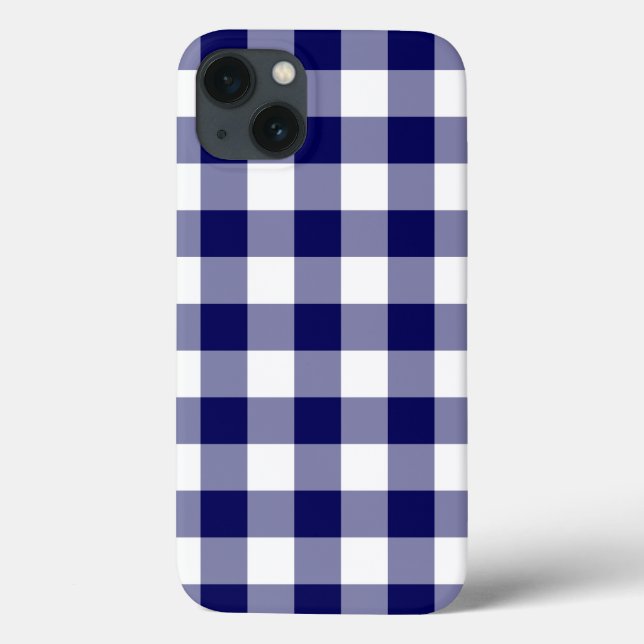 Navy och White Gingham Mönster iPhone 8/7 Fodral (Baksida)