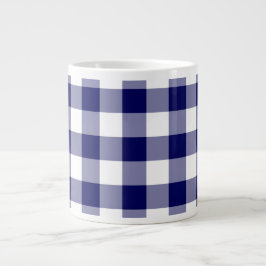 Navy och White Gingham Mönster Jumbo Mugg